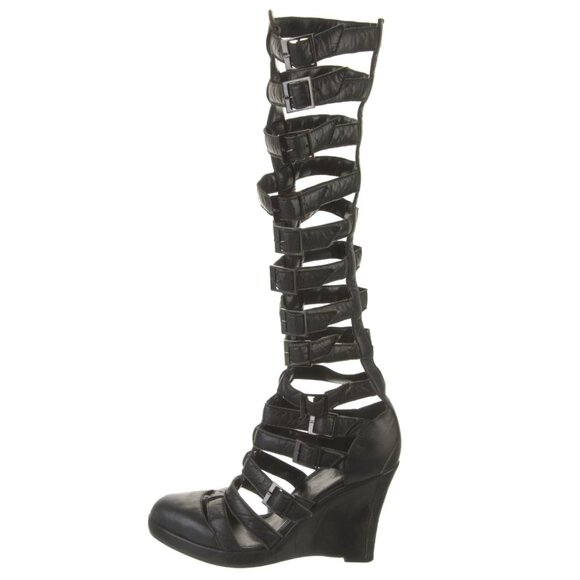 CHANEL Shoes - Chanel Calfskin Strappy Knee-High Boots/Sandals (Size 7.5 or 8)
